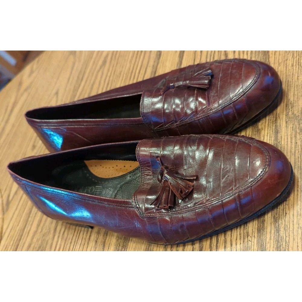 Adolfo Men's Tassel Burgundy Loafers Size 10 Made‎ in Italy Dress Shoes